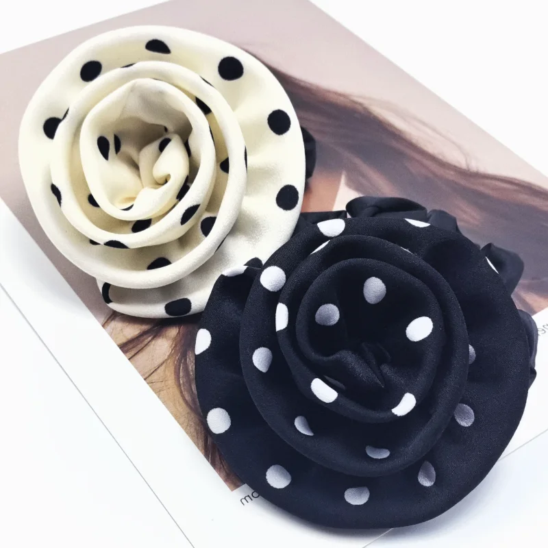 2024 Autumn Classic Bordeaux Satin Hair Ties with Vintage Rose Design FrenchStyle Rose Shape Scrunchies Elegant Hair Accessories