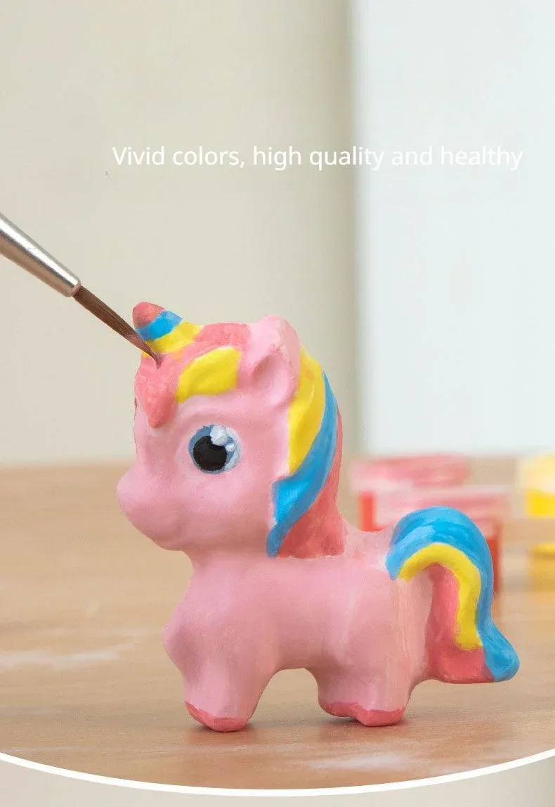 Creative DIY Plaster Mold Full Set Handcrafted Painting Coloring Pigment Unicorn Cake Animal Graffiti Art Mini Toys