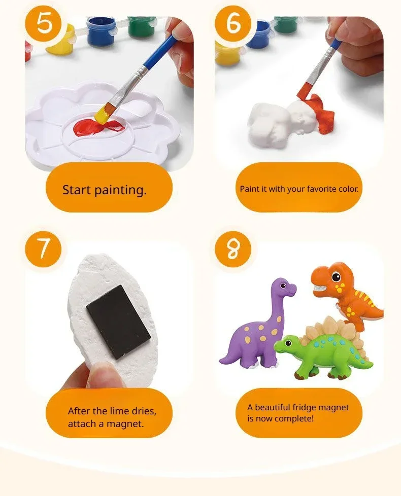 Creative DIY Plaster Mold Full Set Handcrafted Painting Coloring Pigment Unicorn Cake Animal Graffiti Art Mini Toys