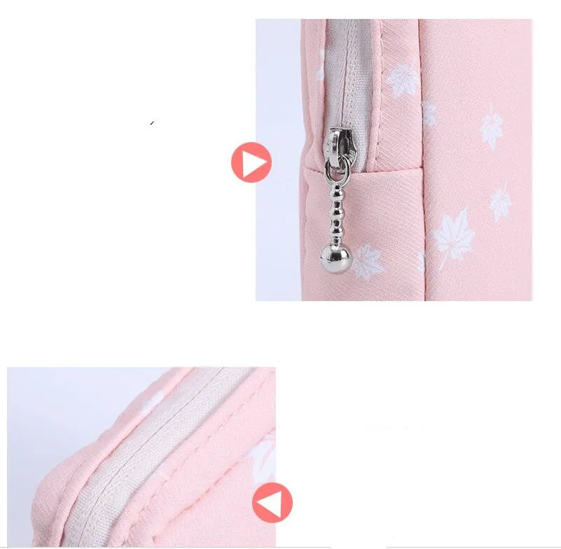 Women Sanitary Napkin Tampon Storage Bag Cute Makeup Pouches Zipper Women Cosmetic Lipstick Key Earphone Data Cables Organizer