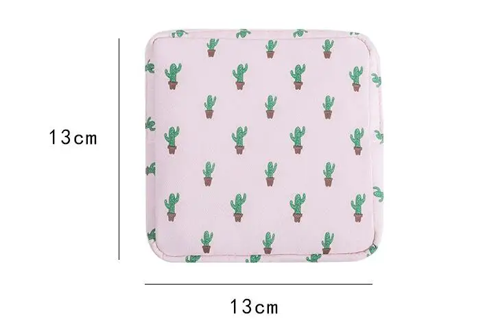 Women Sanitary Napkin Tampon Storage Bag Cute Makeup Pouches Zipper Women Cosmetic Lipstick Key Earphone Data Cables Organizer
