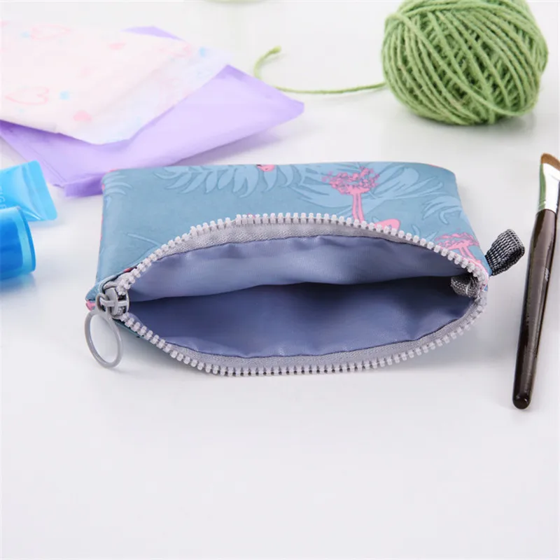 Women Sanitary Napkin Tampon Storage Bag Cute Makeup Pouches Zipper Women Cosmetic Lipstick Key Earphone Data Cables Organizer