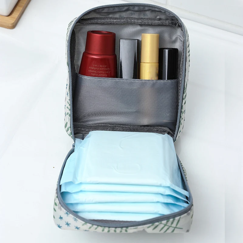 Women Sanitary Napkin Tampon Storage Bag Cute Makeup Pouches Zipper Women Cosmetic Lipstick Key Earphone Data Cables Organizer