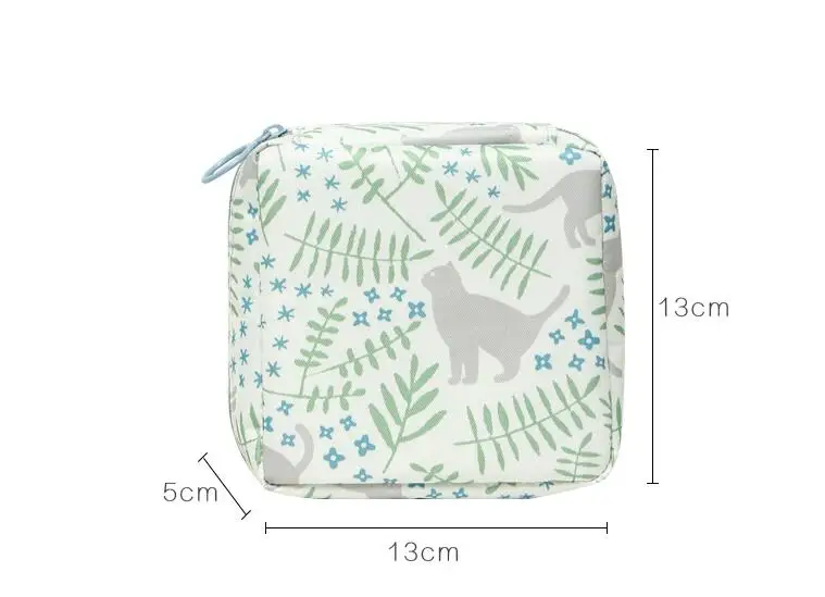 Women Sanitary Napkin Tampon Storage Bag Cute Makeup Pouches Zipper Women Cosmetic Lipstick Key Earphone Data Cables Organizer