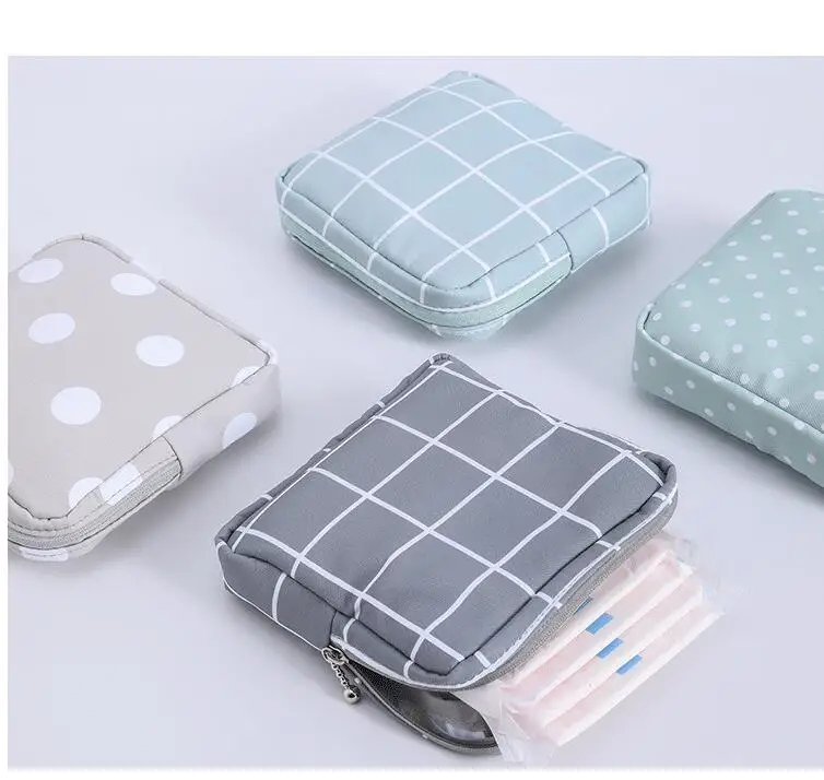 Women Sanitary Napkin Tampon Storage Bag Cute Makeup Pouches Zipper Women Cosmetic Lipstick Key Earphone Data Cables Organizer