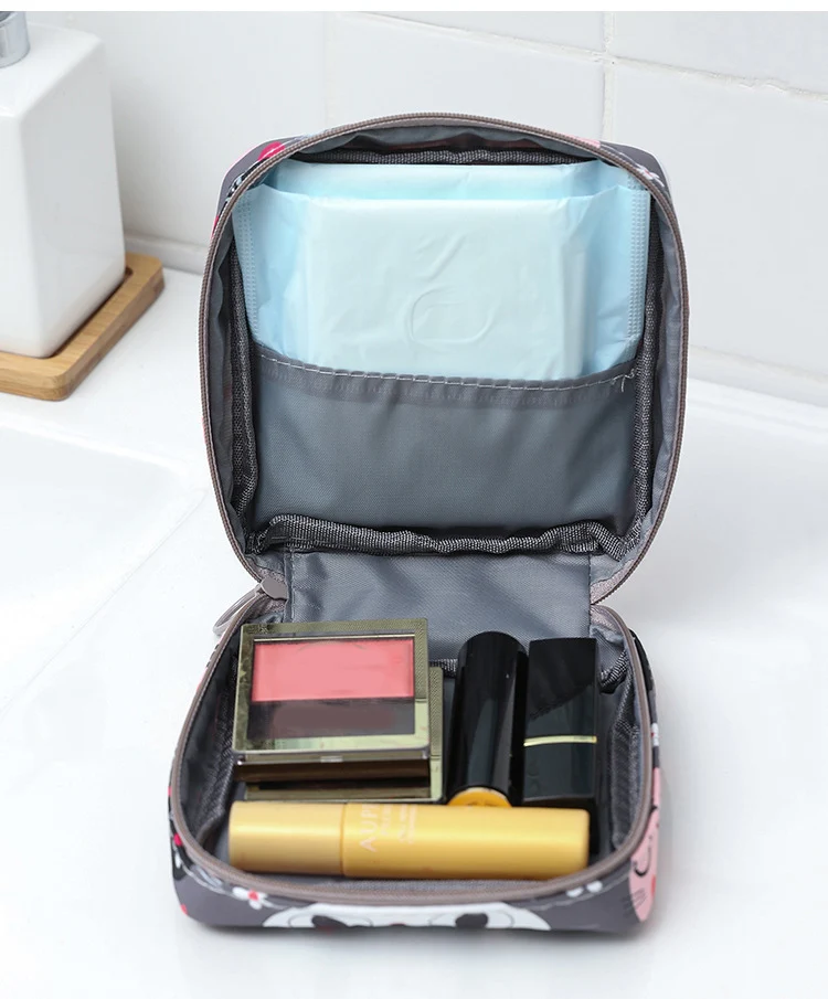 Women Sanitary Napkin Tampon Storage Bag Cute Makeup Pouches Zipper Women Cosmetic Lipstick Key Earphone Data Cables Organizer