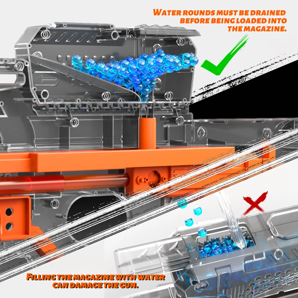 Electric Gel Gun in Transparent Black! Fully Automatic Splatter Ball Toy, Perfect for Outdoor Shooting Games (No Bullets)