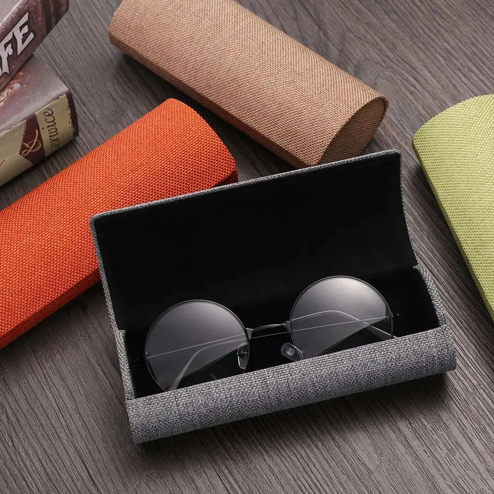 Retro Oval Glasses Box Sunglasses Linen Folding Eyewear Case Optical Handmade Storage Glasses Case