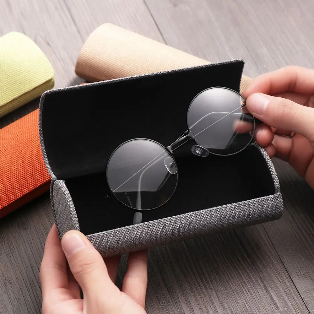 Retro Oval Glasses Box Sunglasses Linen Folding Eyewear Case Optical Handmade Storage Glasses Case