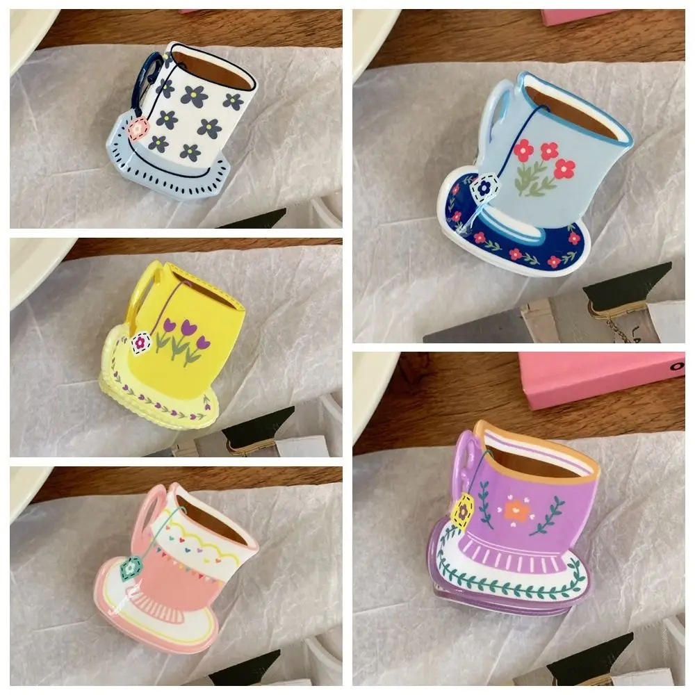 Personalized Acetic Acid Acetate Hair Claw Cute Cartoon Coffee Cup Hair Clip Flower Grab Clip Small Hair Claw Girl