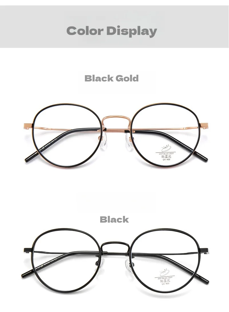 TR90 Alloy Anti Blue Light Office Glasses Retro Round Frame Women's Frame Ultra Light Optical Prescription Glasses Frame 6833