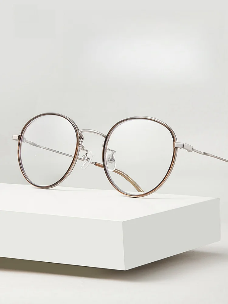 TR90 Alloy Anti Blue Light Office Glasses Retro Round Frame Women's Frame Ultra Light Optical Prescription Glasses Frame 6833