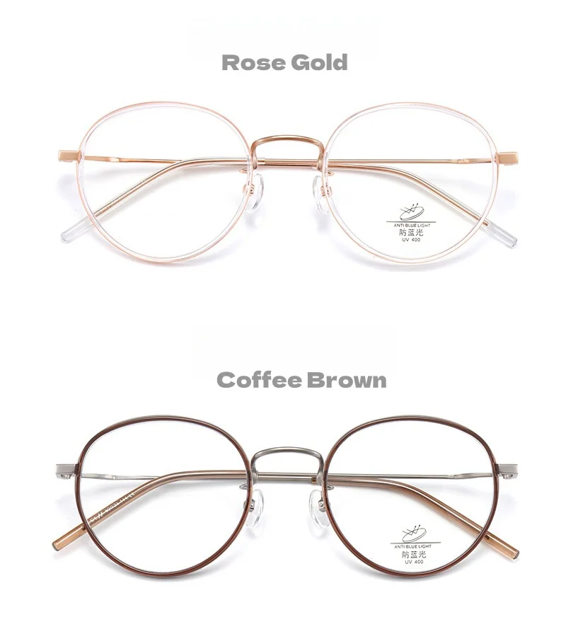TR90 Alloy Anti Blue Light Office Glasses Retro Round Frame Women's Frame Ultra Light Optical Prescription Glasses Frame 6833