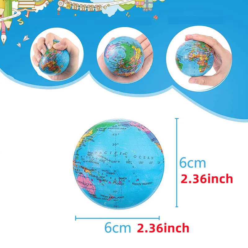 Mini Foam Earth Extrusion Toy Soft Sponge Earth World Map Ball World Map Toy Children Adult Decompression Novelty Toy