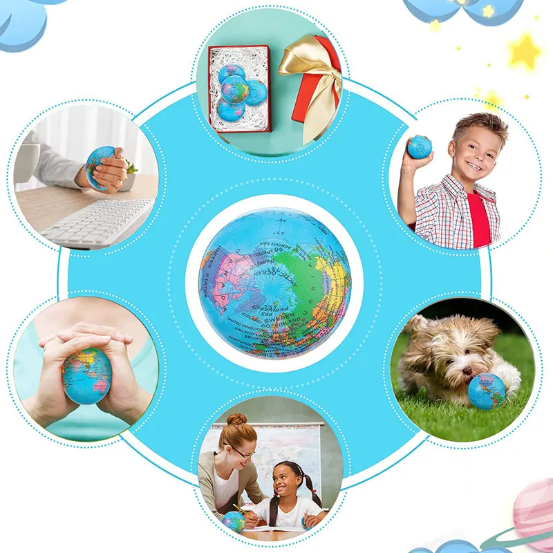 Mini Foam Earth Extrusion Toy Soft Sponge Earth World Map Ball World Map Toy Children Adult Decompression Novelty Toy
