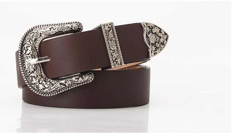 105cm Women's Vintage Pin Buckle Belt with Stylish Embellished Women Waist Belts for Jeans
