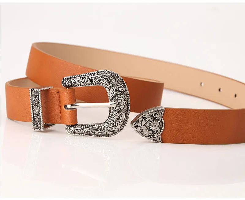 105cm Women's Vintage Pin Buckle Belt with Stylish Embellished Women Waist Belts for Jeans