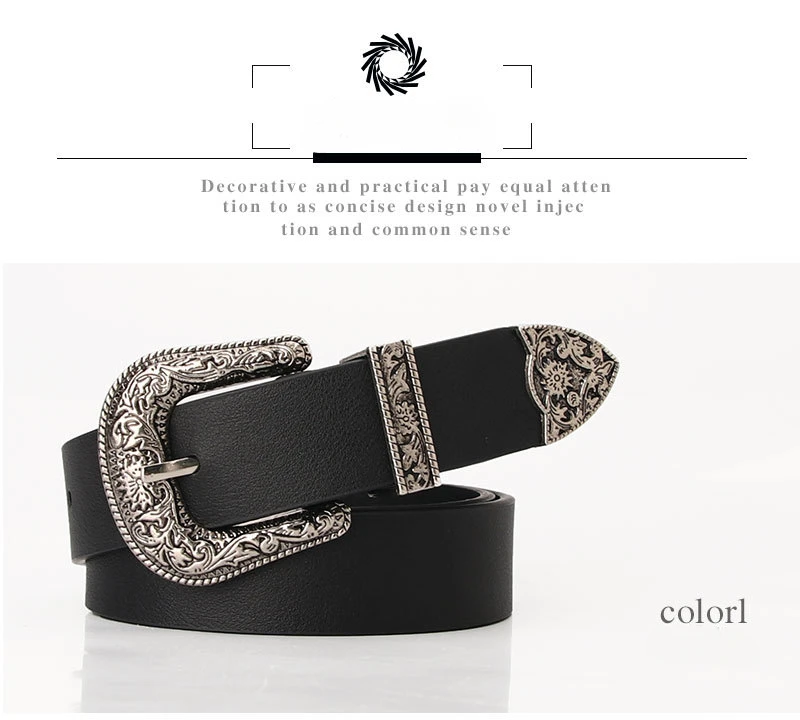 105cm Women's Vintage Pin Buckle Belt with Stylish Embellished Women Waist Belts for Jeans