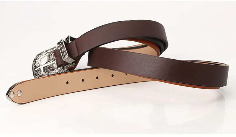 105cm Women's Vintage Pin Buckle Belt with Stylish Embellished Women Waist Belts for Jeans