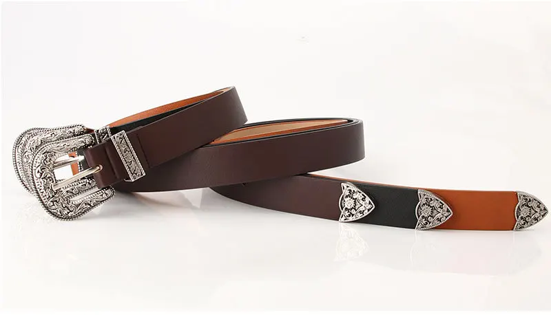 105cm Women's Vintage Pin Buckle Belt with Stylish Embellished Women Waist Belts for Jeans