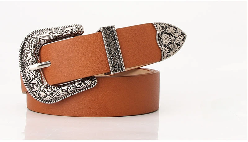 105cm Women's Vintage Pin Buckle Belt with Stylish Embellished Women Waist Belts for Jeans