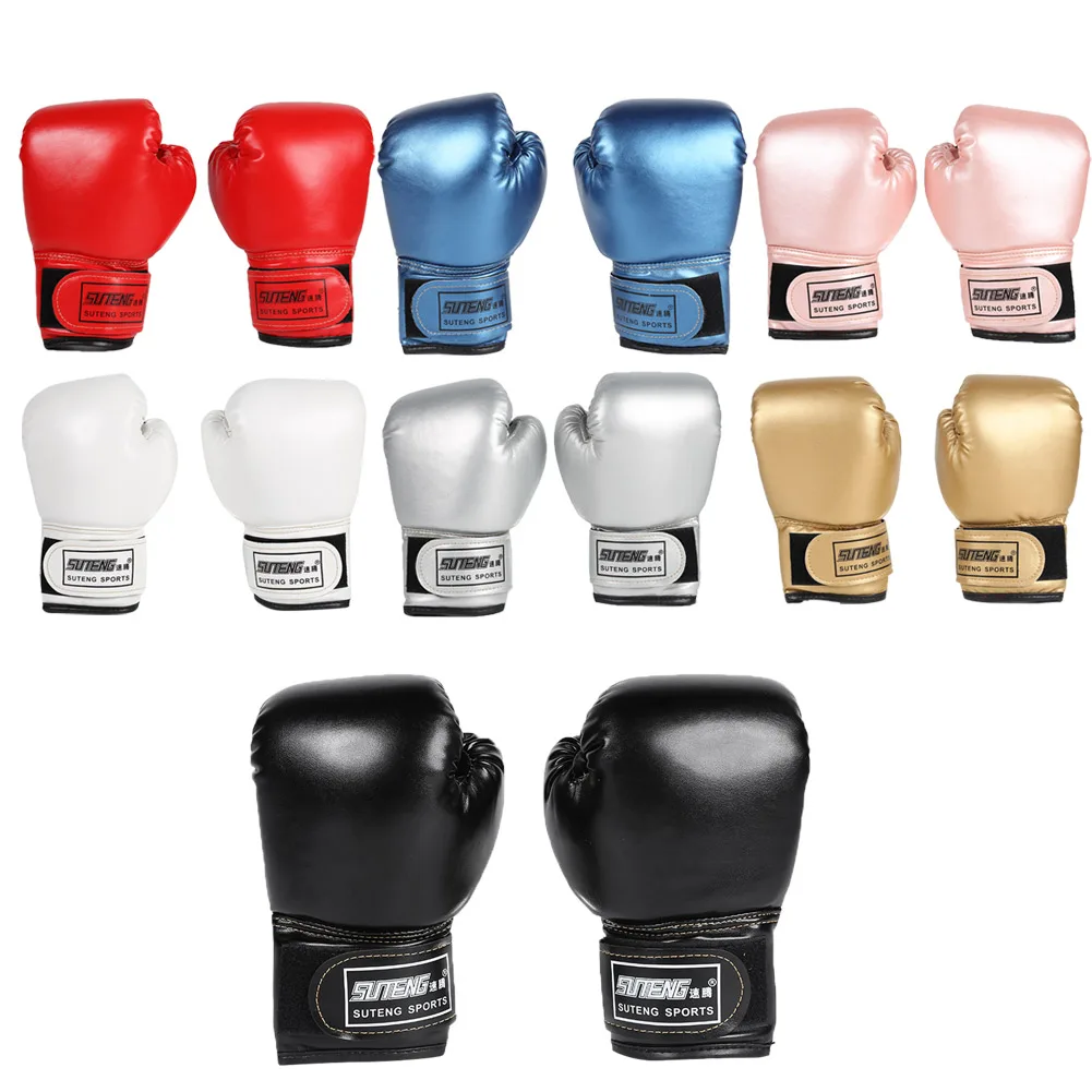 2Pcs Kids Boxing Gloves Children Punch Training Sparring Kickboxing Fighting Fitness Mitts Hitting Hand Protector Blue Black Red