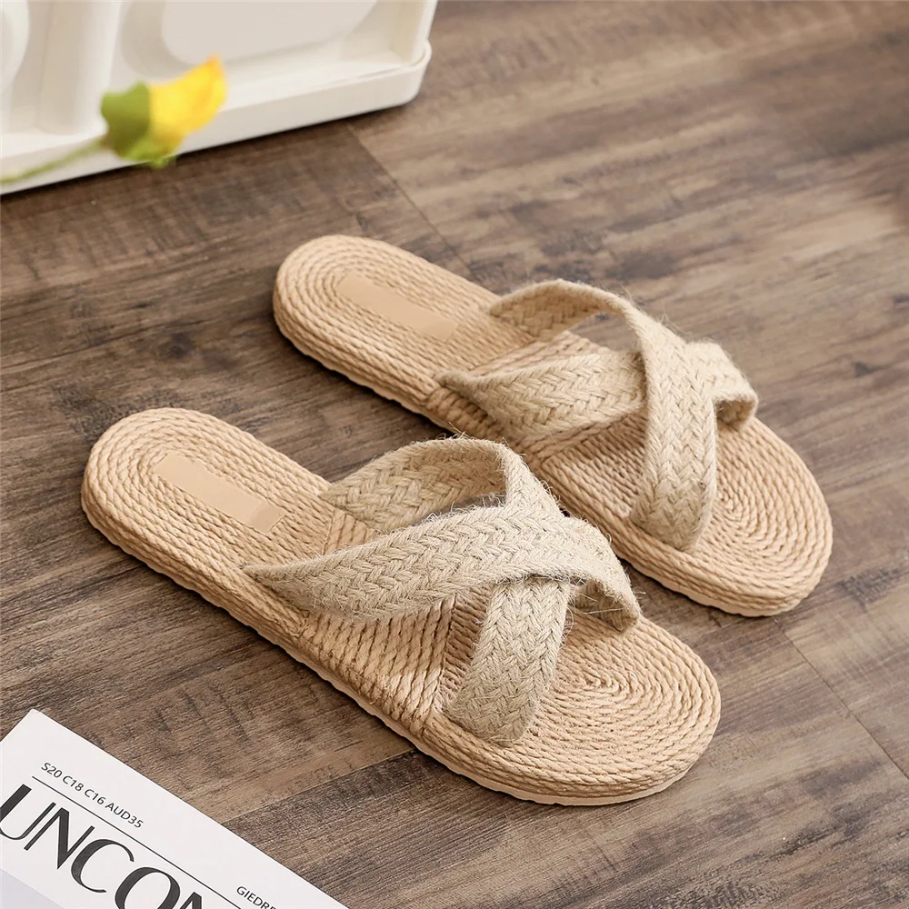 Women's fashion trend linen belt with anti slip and wear-resistant soft bottom and flat bottom