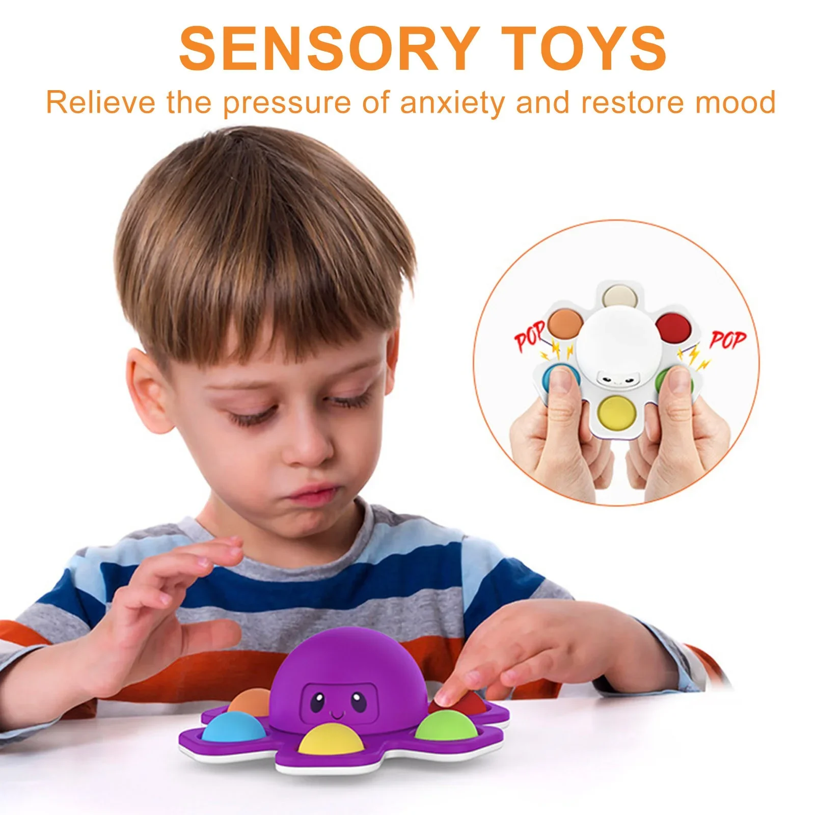 1PCS New Anti Stress Push Bubble Fidget Spinner Face-Changing Sensory Toy Push Popete Spiner Stress Relief Fidget Toys For Kids