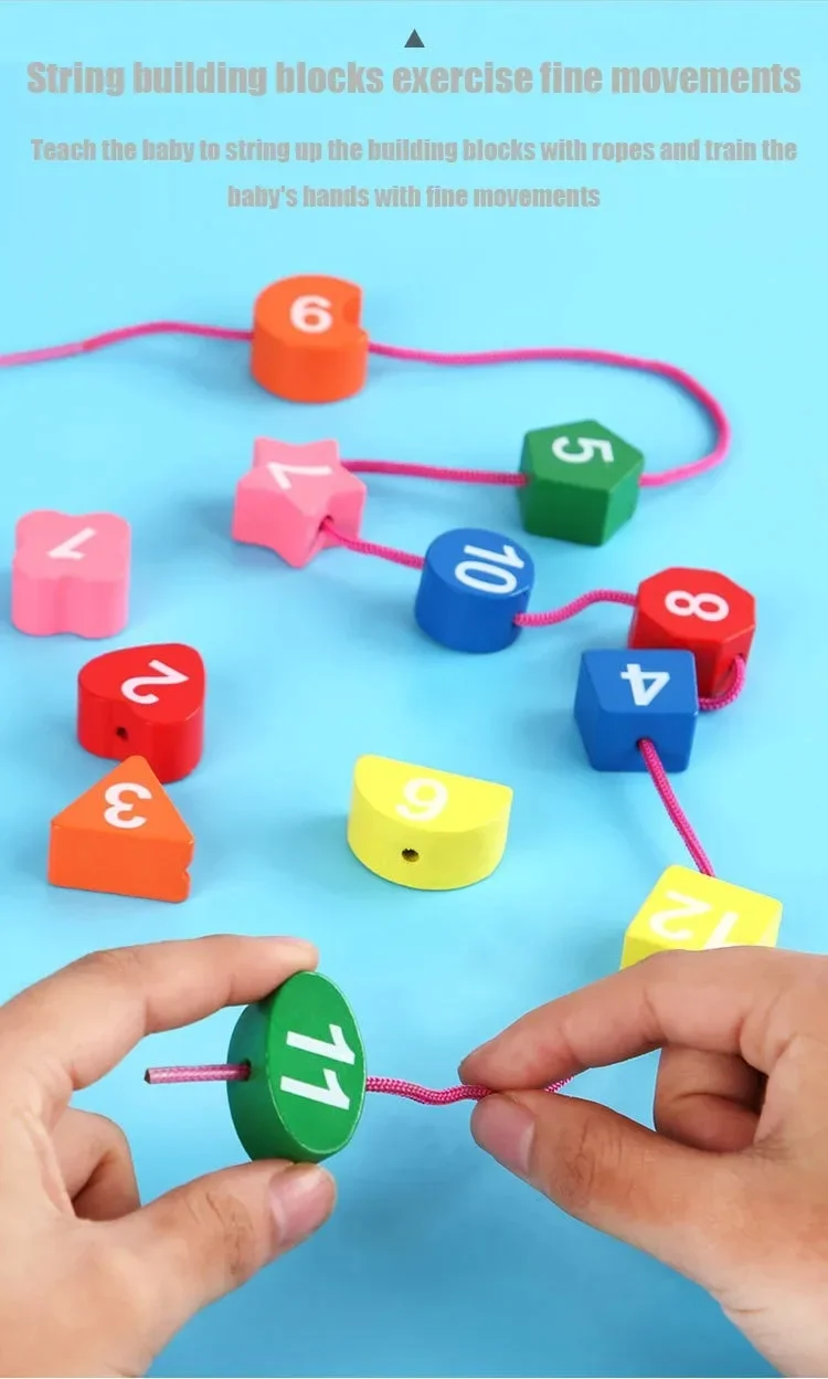 Wooden Blocks Puzzle Shape Number Color Sorting Clock Montessori Toys for Kids Early Education Penguin Patterns Time Learning