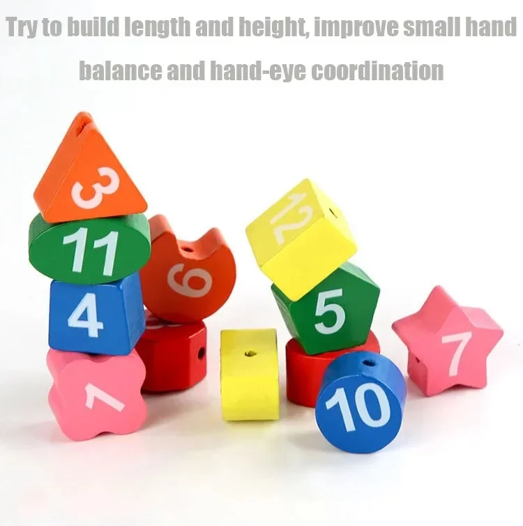 Wooden Blocks Puzzle Shape Number Color Sorting Clock Montessori Toys for Kids Early Education Penguin Patterns Time Learning
