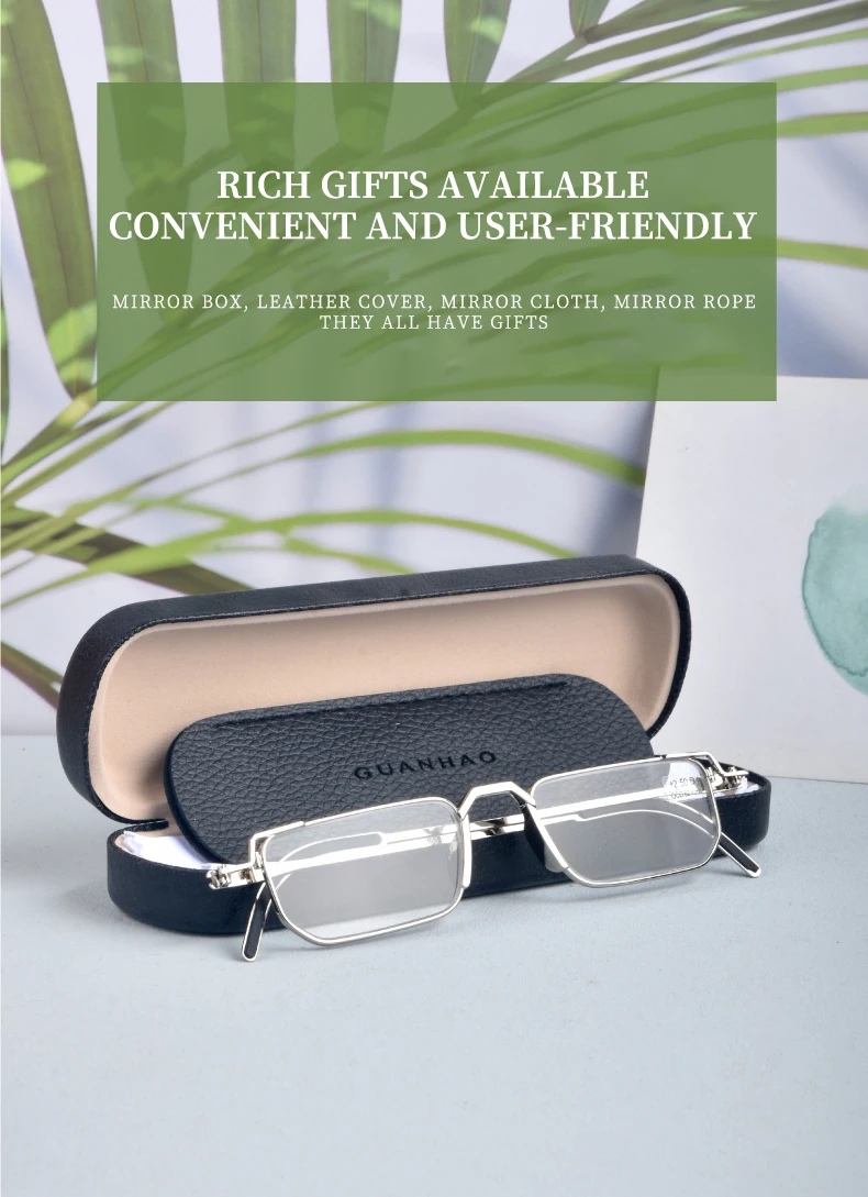Guanhao Portable Reading Glasses Men's Fashionable Business Glasses Transparent Optical Lightweight Mini Box Presbyopic Glasses