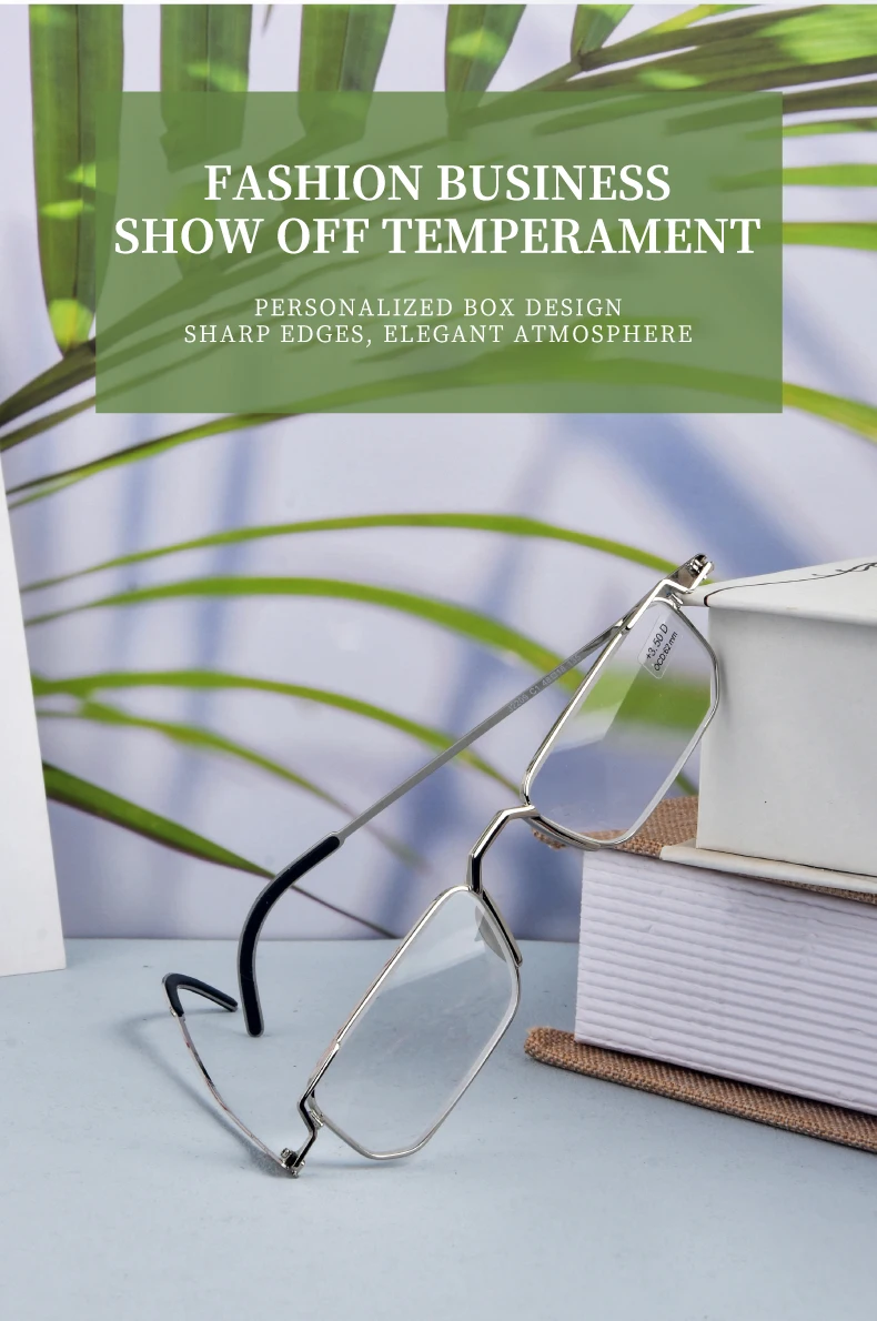 Guanhao Portable Reading Glasses Men's Fashionable Business Glasses Transparent Optical Lightweight Mini Box Presbyopic Glasses