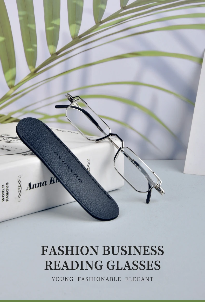 Guanhao Portable Reading Glasses Men's Fashionable Business Glasses Transparent Optical Lightweight Mini Box Presbyopic Glasses