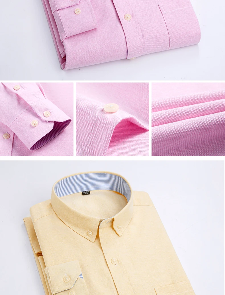 Cotton non-ironing men's Oxford woven long sleeve shirt anti-wrinkle easy to take care of business casual social slim-fit shirt