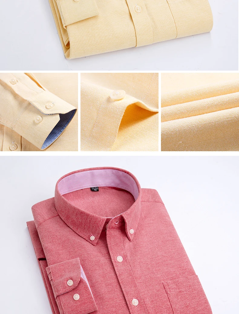 Cotton non-ironing men's Oxford woven long sleeve shirt anti-wrinkle easy to take care of business casual social slim-fit shirt