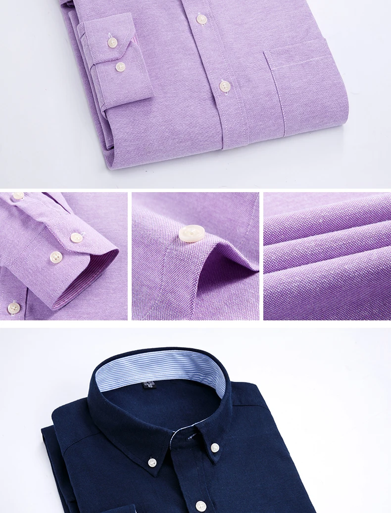 Cotton non-ironing men's Oxford woven long sleeve shirt anti-wrinkle easy to take care of business casual social slim-fit shirt