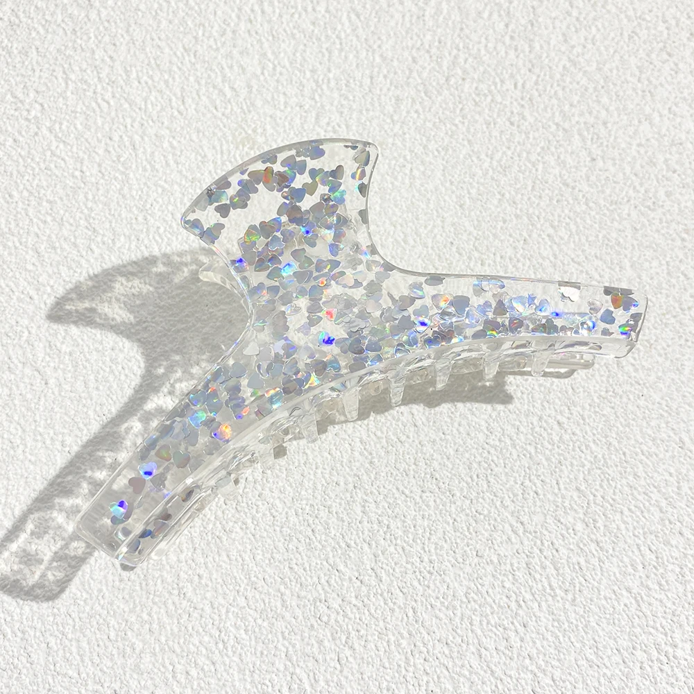 Oversize Colorful Sequin Shark Hair Claw Clip For Women Elegant Transparent Geometric Headwear Hairpin Hair Accessories Gift