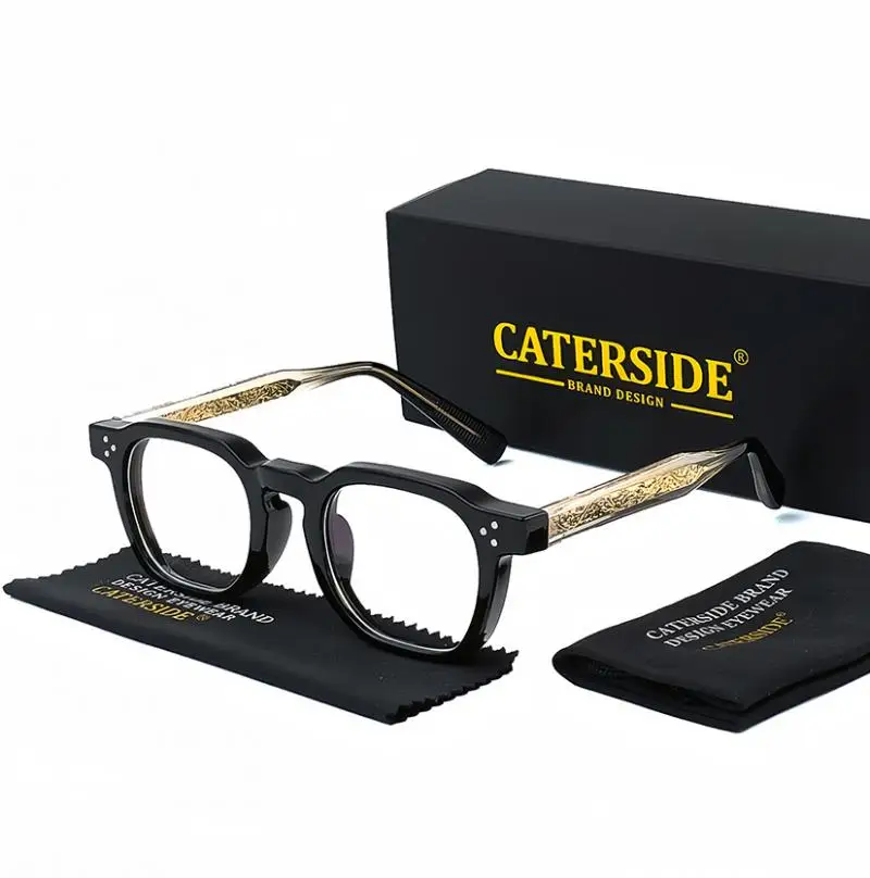 CATERSIDE New Square Flat Light Glasses for Men Women Retro TR Frame Eyeglass High-Quality Eyewear Minimalist Matching