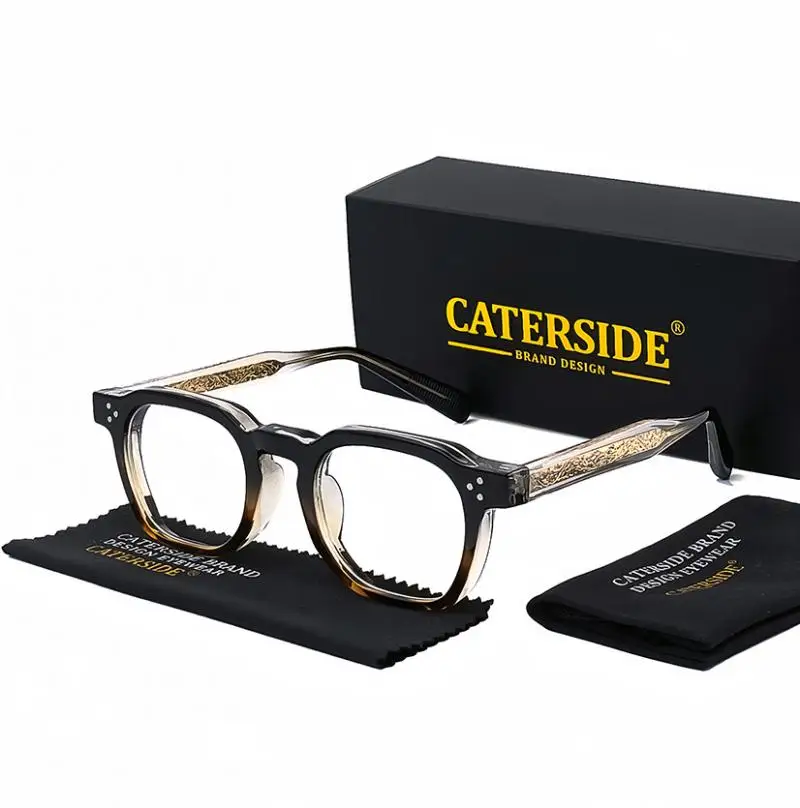 CATERSIDE New Square Flat Light Glasses for Men Women Retro TR Frame Eyeglass High-Quality Eyewear Minimalist Matching
