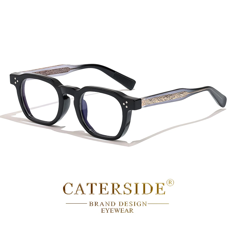 CATERSIDE New Square Flat Light Glasses for Men Women Retro TR Frame Eyeglass High-Quality Eyewear Minimalist Matching