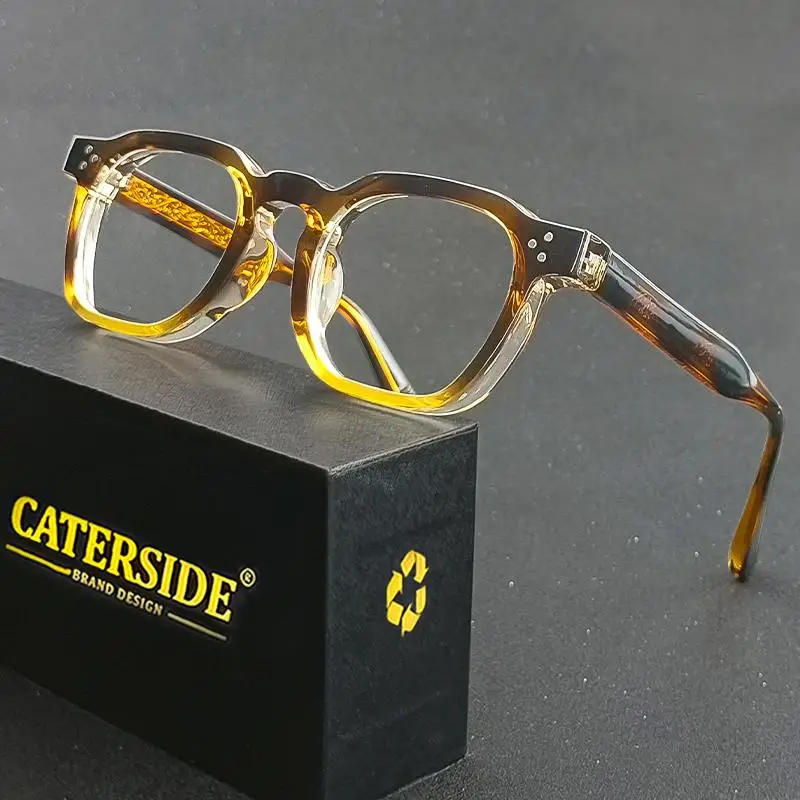 CATERSIDE New Square Flat Light Glasses for Men Women Retro TR Frame Eyeglass High-Quality Eyewear Minimalist Matching