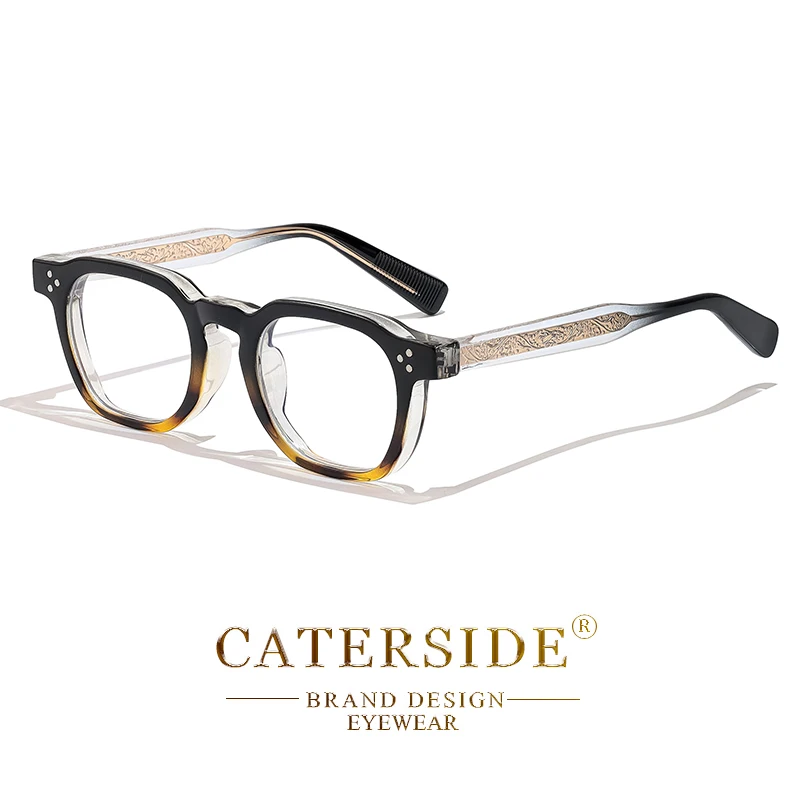 CATERSIDE New Square Flat Light Glasses for Men Women Retro TR Frame Eyeglass High-Quality Eyewear Minimalist Matching
