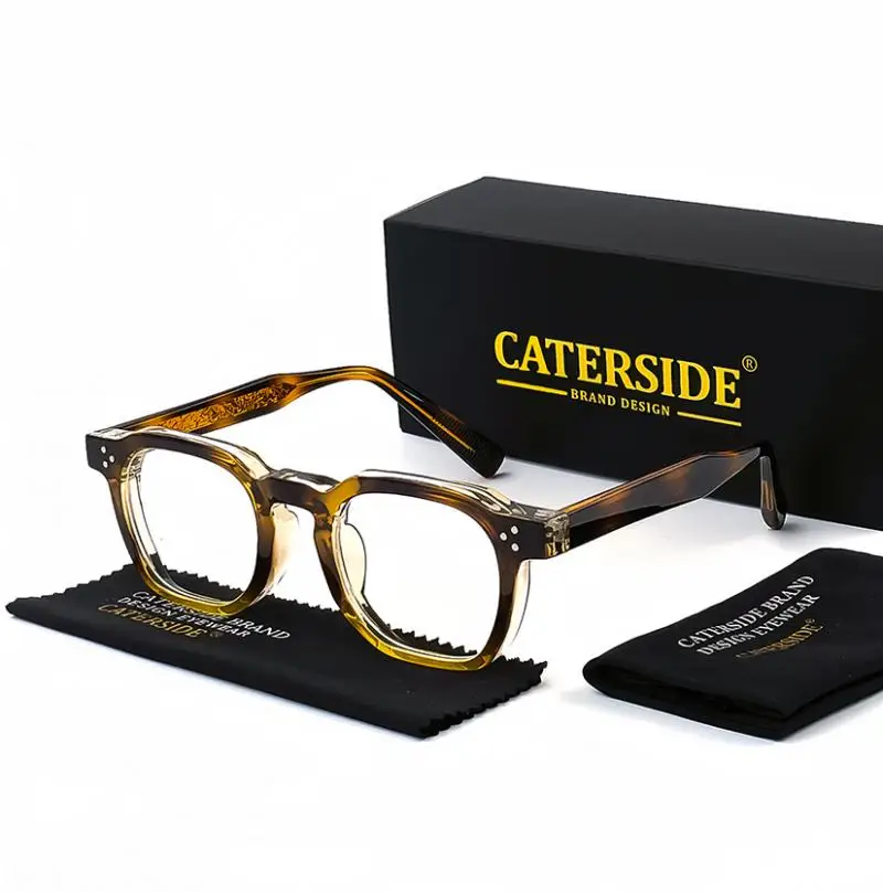 CATERSIDE New Square Flat Light Glasses for Men Women Retro TR Frame Eyeglass High-Quality Eyewear Minimalist Matching