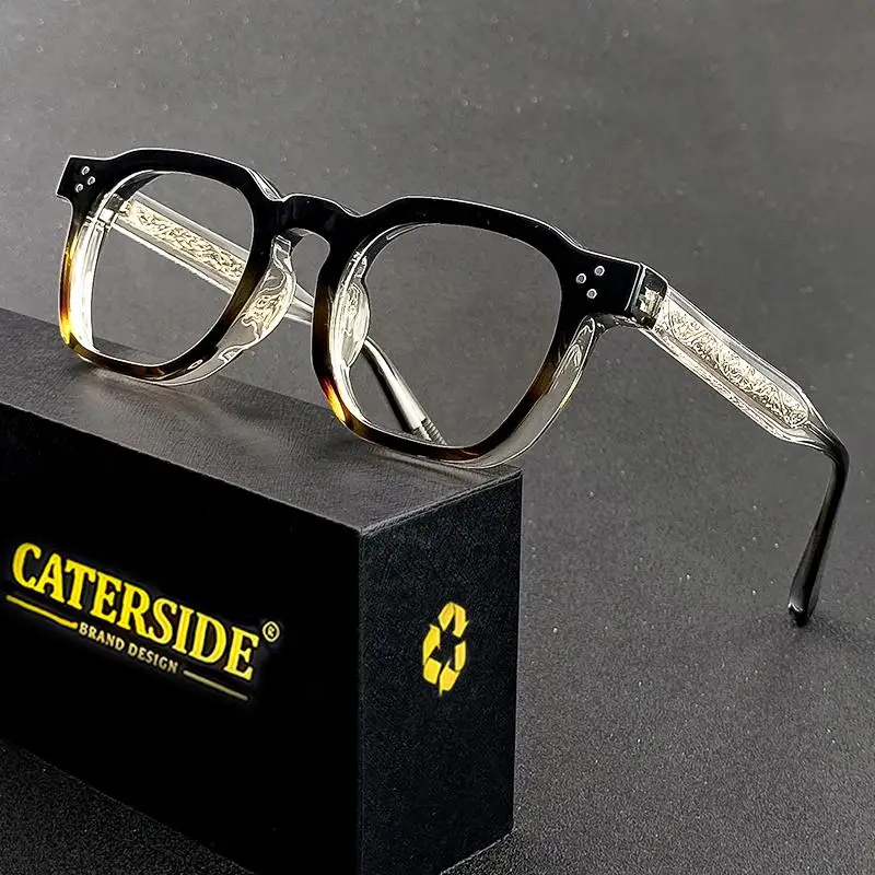 CATERSIDE New Square Flat Light Glasses for Men Women Retro TR Frame Eyeglass High-Quality Eyewear Minimalist Matching