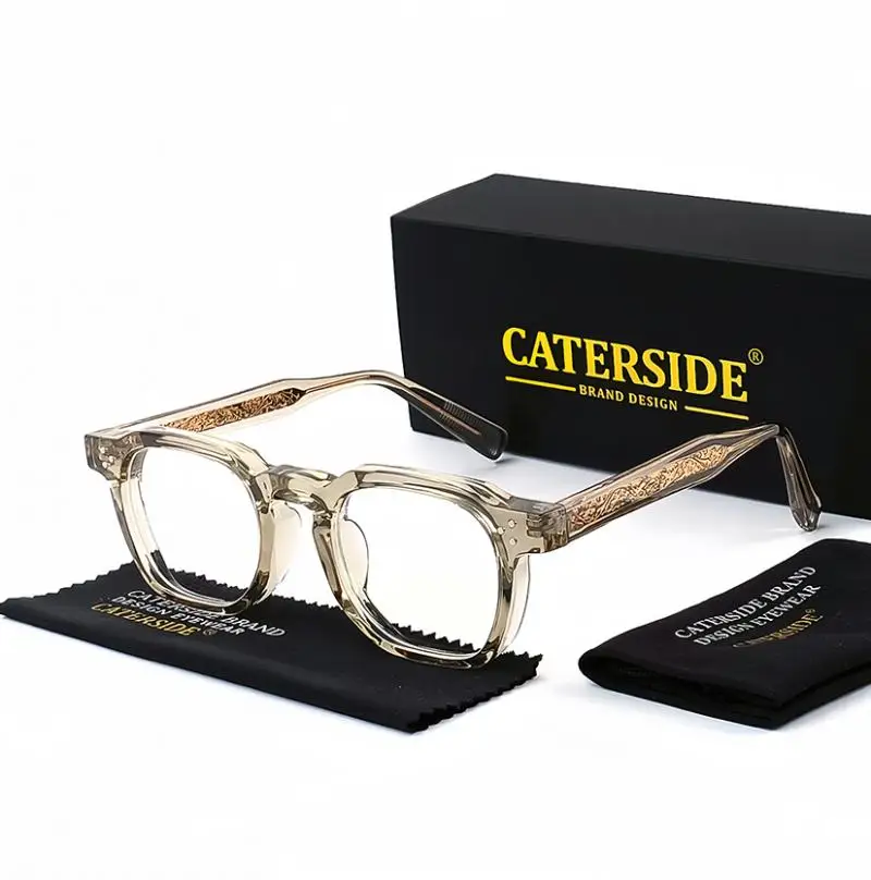 CATERSIDE New Square Flat Light Glasses for Men Women Retro TR Frame Eyeglass High-Quality Eyewear Minimalist Matching