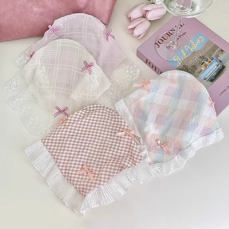 Pastoral Style Lace Bowknot Headscarf Hairhoop Turbans Triangle Scarf Hair Band Sweet Trendy Turban Girl Travel Hair Accessories