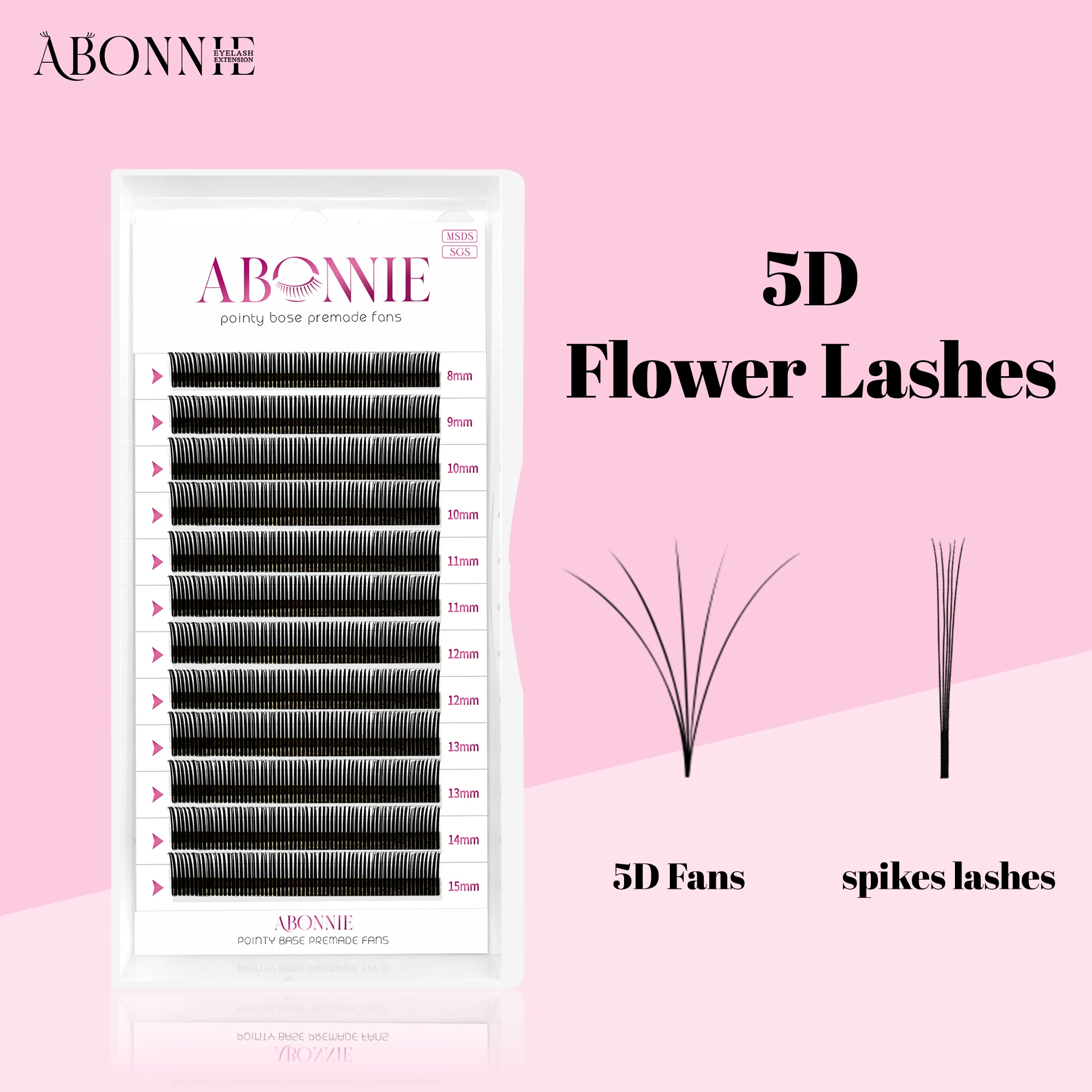 Abonnie Angel Lashes Pre-bundled Lash Spikes 5D Flower Lashes Individual Eyelash Extensions Wispy Lash Premade