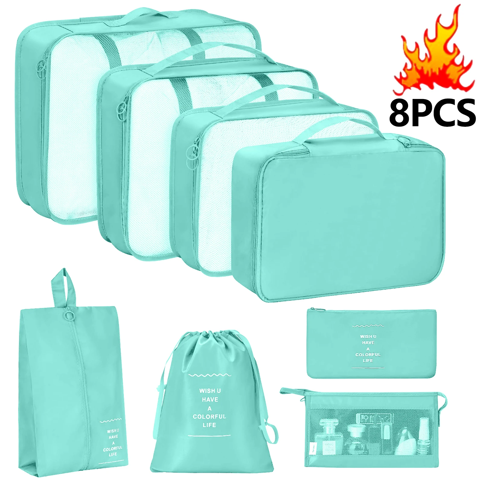 7 Pcs/Set Travel Organizer Storage Bags Suitcase Packing Cubes Set Cases Portable Luggage Clothes Shoe Tidy Pouch Folding.-zmt