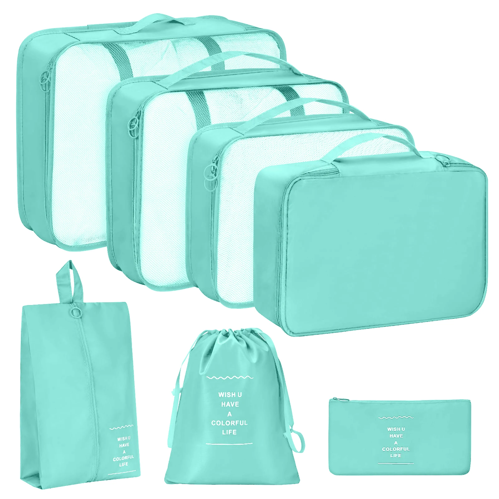 7 Pcs/Set Travel Organizer Storage Bags Suitcase Packing Cubes Set Cases Portable Luggage Clothes Shoe Tidy Pouch Folding.-zmt