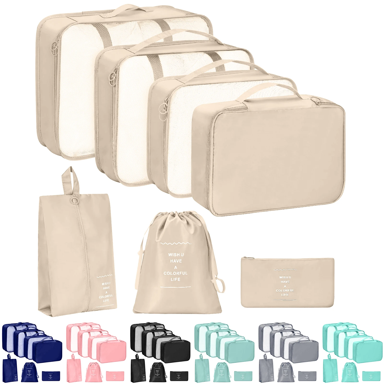 7 Pcs/Set Travel Organizer Storage Bags Suitcase Packing Cubes Set Cases Portable Luggage Clothes Shoe Tidy Pouch Folding.-zmt